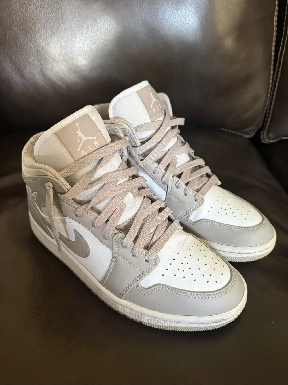 Jordan Mid-Top Sneakers in Light Gray and White